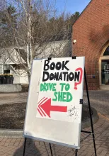 Book donation drive sign
